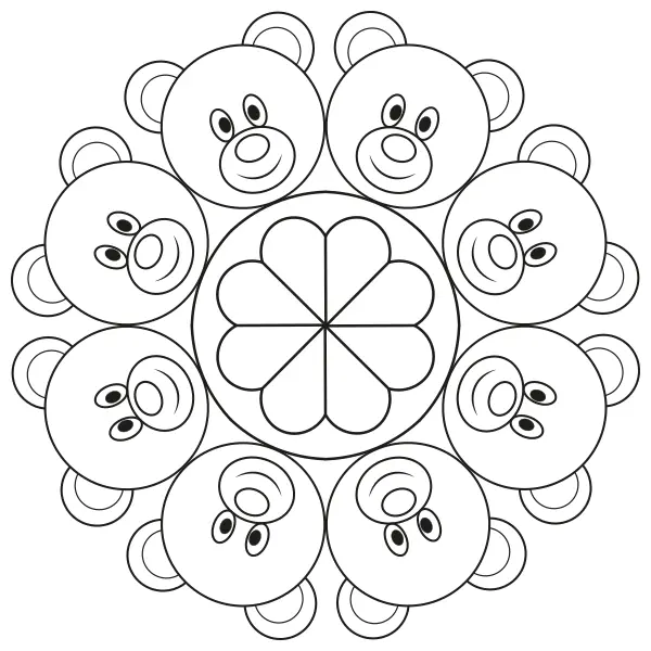 Mandala – Medvídci | Online omalovánky pro děti
