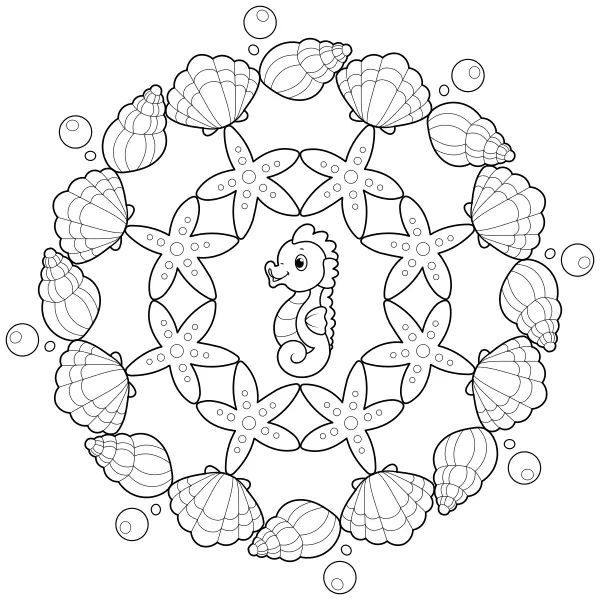 Mandala z mušlí | Online omalovánky pro děti