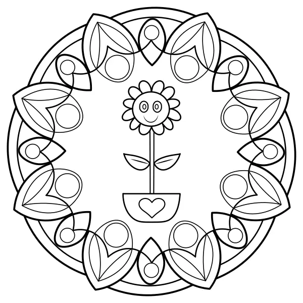 Slunečnicová mandala | Online omalovánky pro děti
