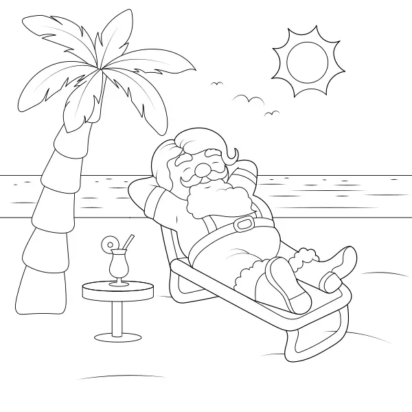 Santa na dovolené | Online omalovánky pro děti