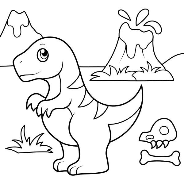 Dinosauři a sopka | Online omalovánky pro děti