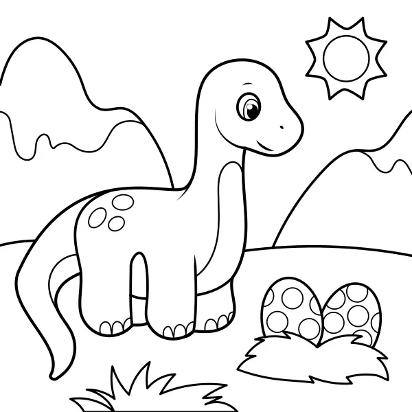 Dinosauří hlídá vejce | Online omalovánky pro děti