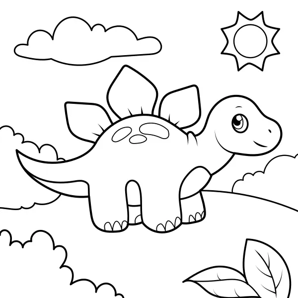 Dinosauři – Malý stegosaurus | Online omalovánky pro děti