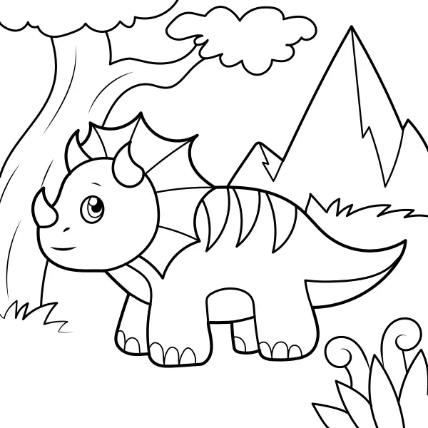 Dinosauři – Malý triceratops | Online omalovánky pro děti