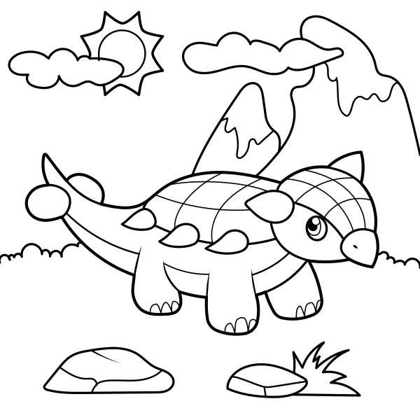 Dinosauři – Malý ankylosaurus | Online omalovánky pro děti