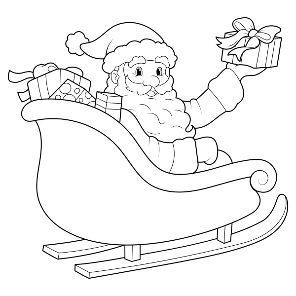 Santa na saních | Online omalovánky pro děti
