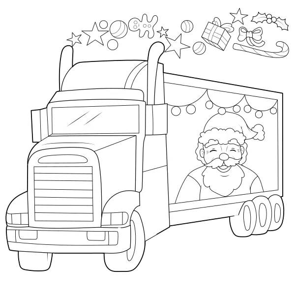 Vánoční nákladní auto | Online omalovánky pro děti