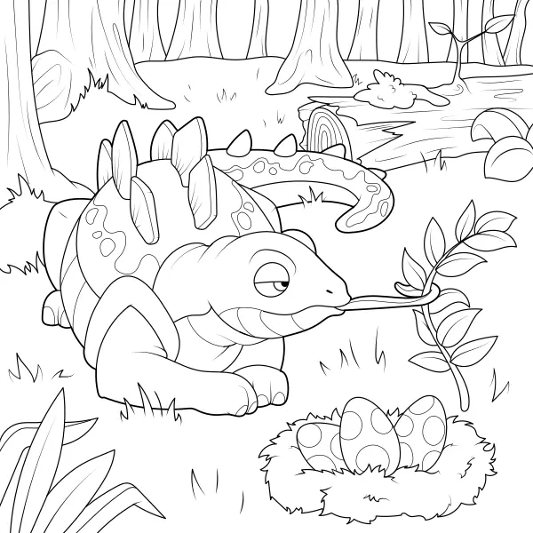 Stegosaurus v lese | Online omalovánky pro děti