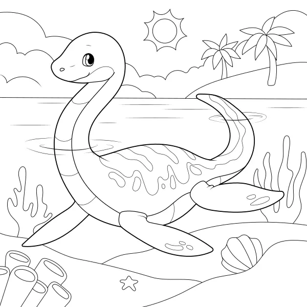 Plesiosaurus v moři | Online omalovánky pro děti