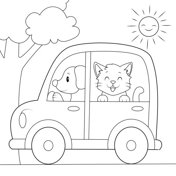 Auto se zvířaty | Online omalovánky pro děti