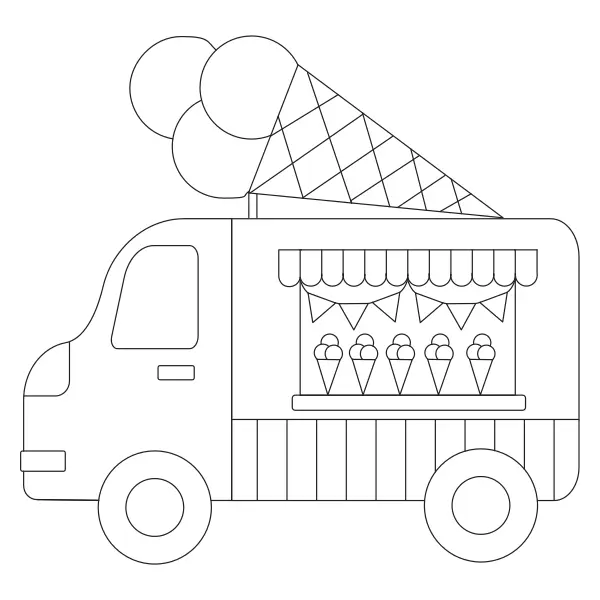 Zmrzlinářské auto | Online omalovánky pro děti