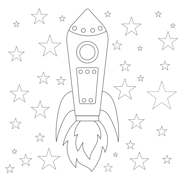 Raketa a hvězdy | Online omalovánky pro děti