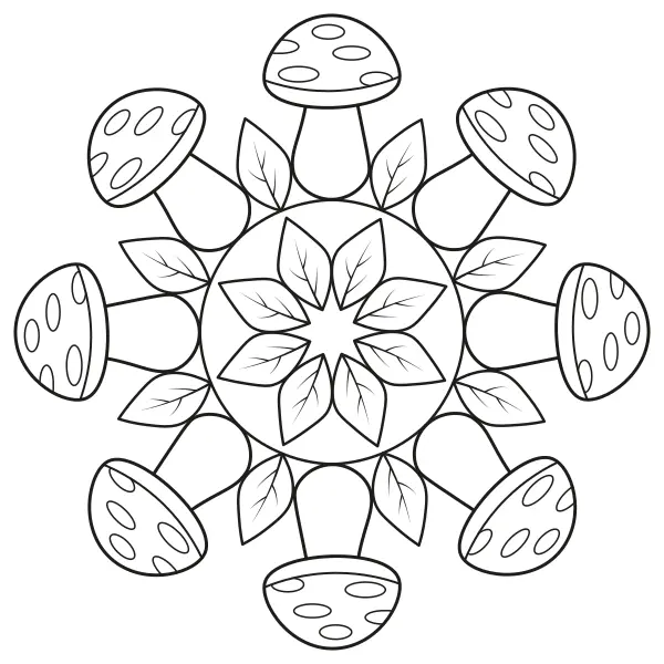 Houbová mandala | Online omalovánky pro děti